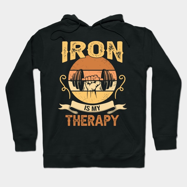 Powerlifting Strongman Tshirt - Iron Is My Therapy Power Lifting T shirts Funny Hoodie by paynegabriel